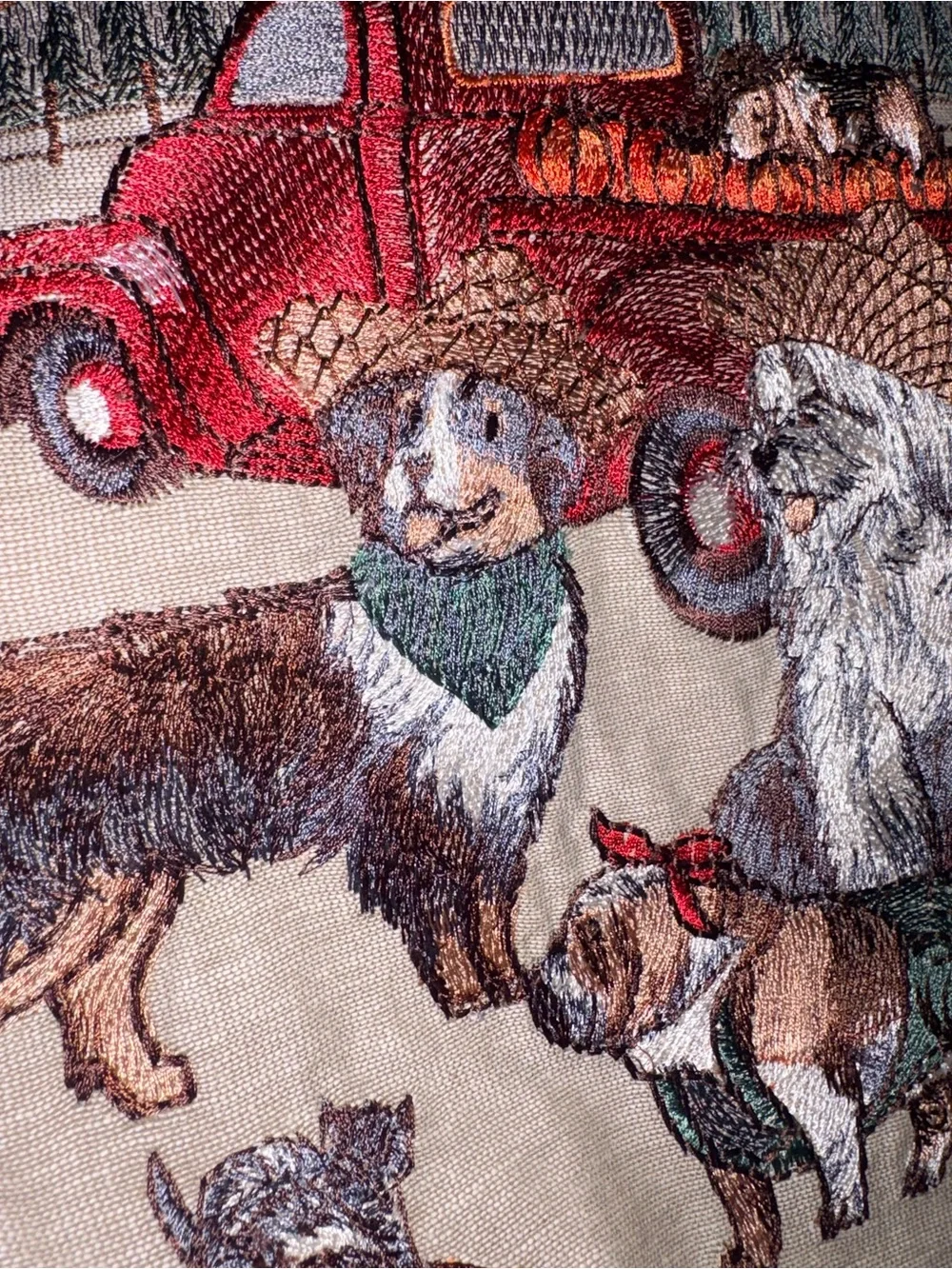 Pier 1 Imports Embroidered Dogs Fall Autumn Halloween Table Runner 13”x72
